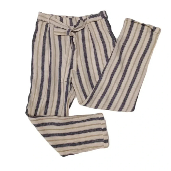 Love  Tree Linen Blend Striped Pants Size Medium - Picture 1 of 8